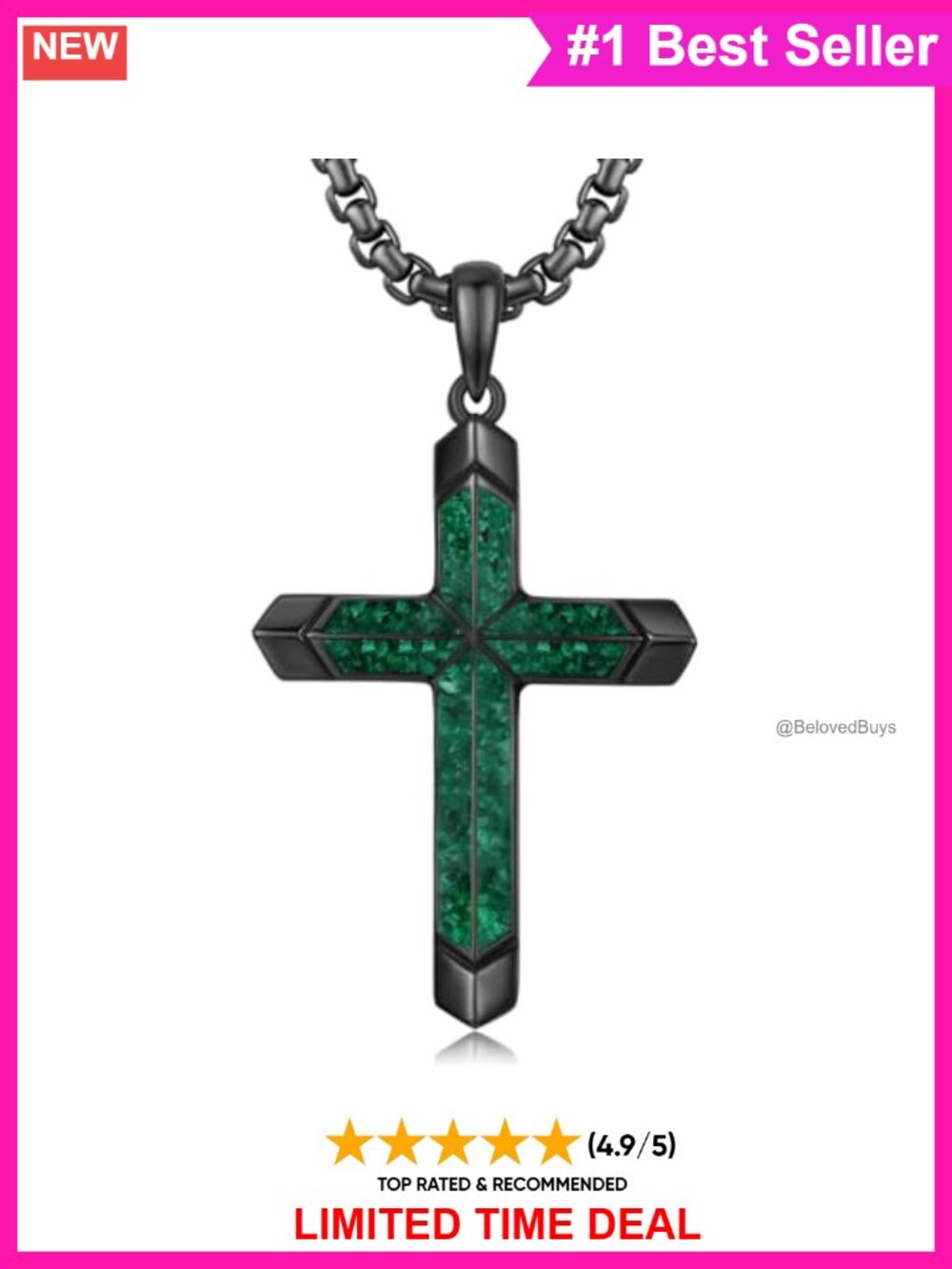 925 Sterling Silver Cross Necklace Malachite Pendant Christian Jewelry Gift